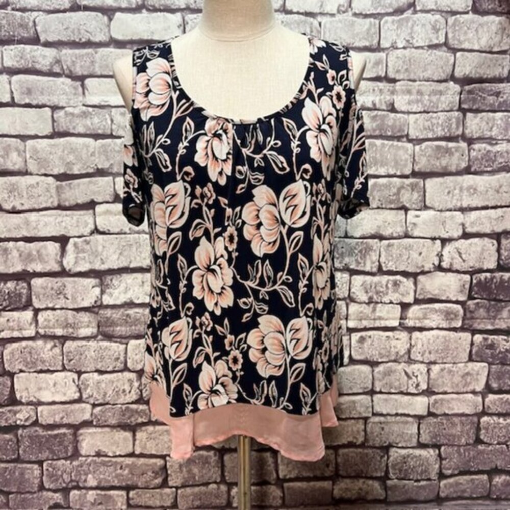 Naif Navy, Pink & White Floral Blouse Size M
